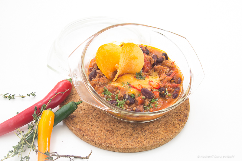 Chili con Carne mit Cheddar überbacken – Blitz-Schnell